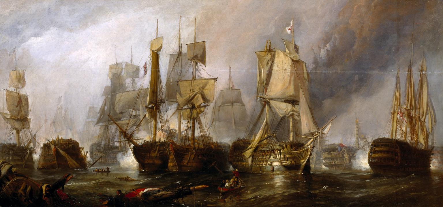 1536x718 Sketch - Battle Of Trafalgar Painting
