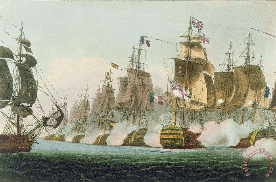 960x635 Thomas Whitcombe The Battle Of Trafalgar Painting - Battle Of Trafalgar Painting