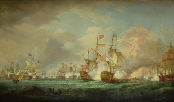 600x354 Battle Of Trafalgar 21st Oct 1805 Painting Thomas Whitcombe Oil - Battle Of Trafalgar Painting