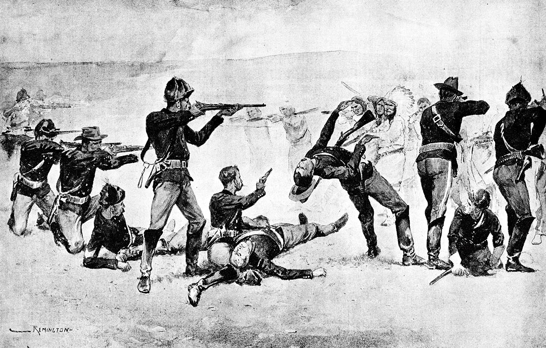 1103x702 Open Battle In Wounded Knee By Frederick Remington History - Battle Of Wounded Knee Painting