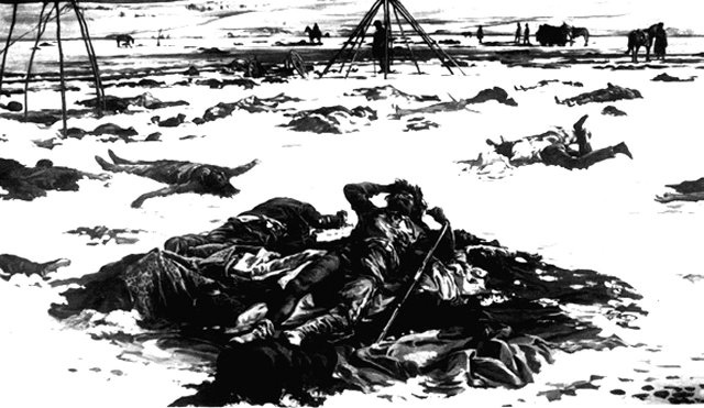 640x371 Wounded - Battle Of Wounded Knee Painting