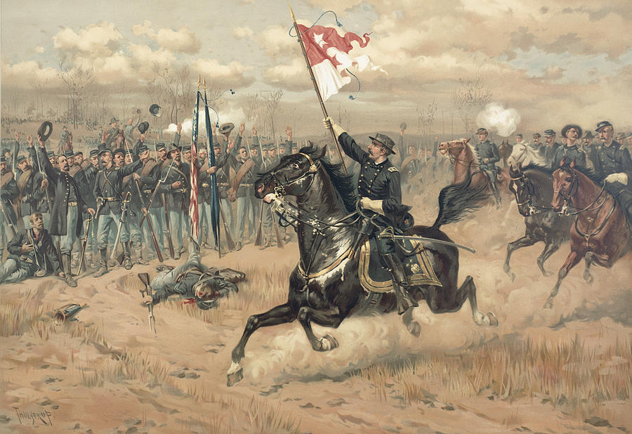 900x618 The Battle Of Cedar Creek Virginia Painting By Thure De Thulstrup - Battle Painting