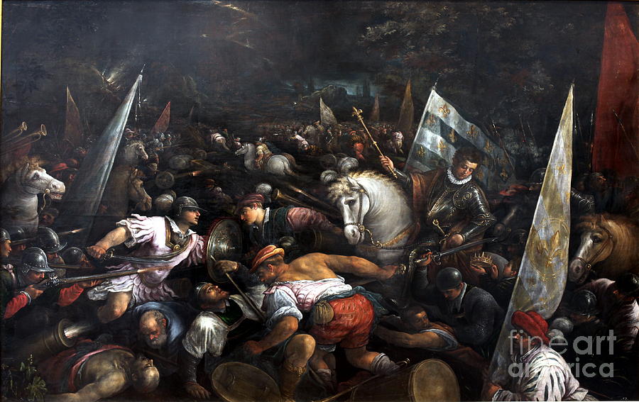 900x567 Battle Scene Charles Viii Receiving The Crown Of Napoli Painting - Battle Scene Painting