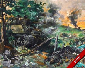 300x240 World War Ii British Nazi Tank Battle Scene Painting Wwii Art Real - Battle Scene Painting