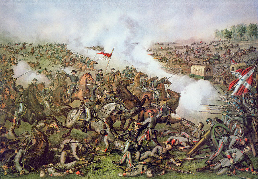 900x624 Battle Of Five Forks Virginia 1st April 1865 Painting By American - Battlefield Painting
