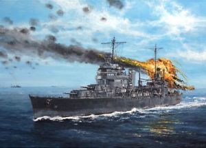 300x215 Original Ww2 Navy Wwii Naval Art Uss San Francisco Battleship - Battleship Painting