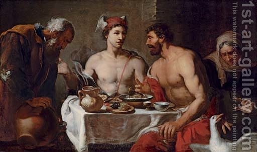512x302 Jupiter And Mercury In The House Of Philemon And Baucis Johann - Baucis And Philemon Painting