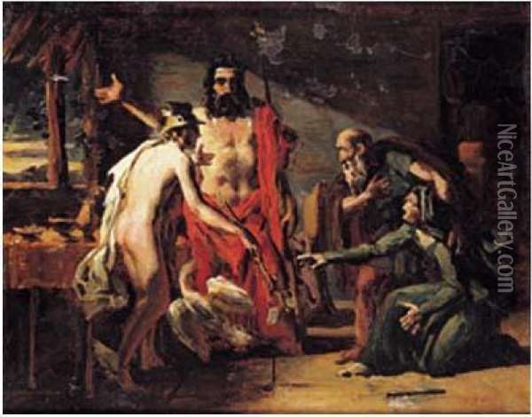 600x470 Philemon Et Baucis Oil Painting Reproduction By Michel Marigny - Baucis And Philemon Painting