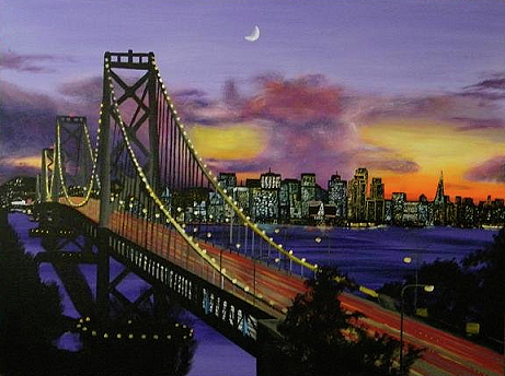 461x344 Bay Bridge Painting By Aaron Joseph Gutierrez - Bay Bridge Painting