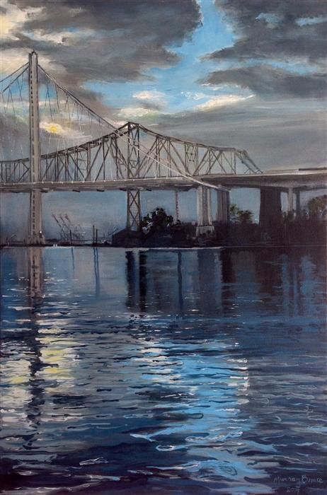 462x700 Bay Bridge Sunrise By Murray Bruce Acrylic Painting Things - Bay Bridge Painting