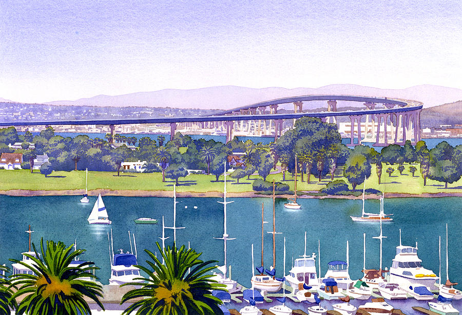 900x614 Coronado Bay Bridge Painting By Mary Helmreich - Bay Bridge Painting
