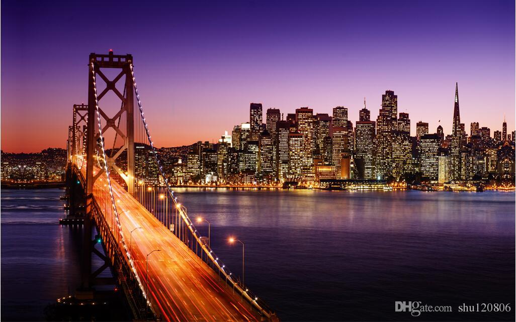 1026x641 3d Room Wallpaper Custom Photo Non Woven Mural Bay Bridge City - Bay Bridge Painting