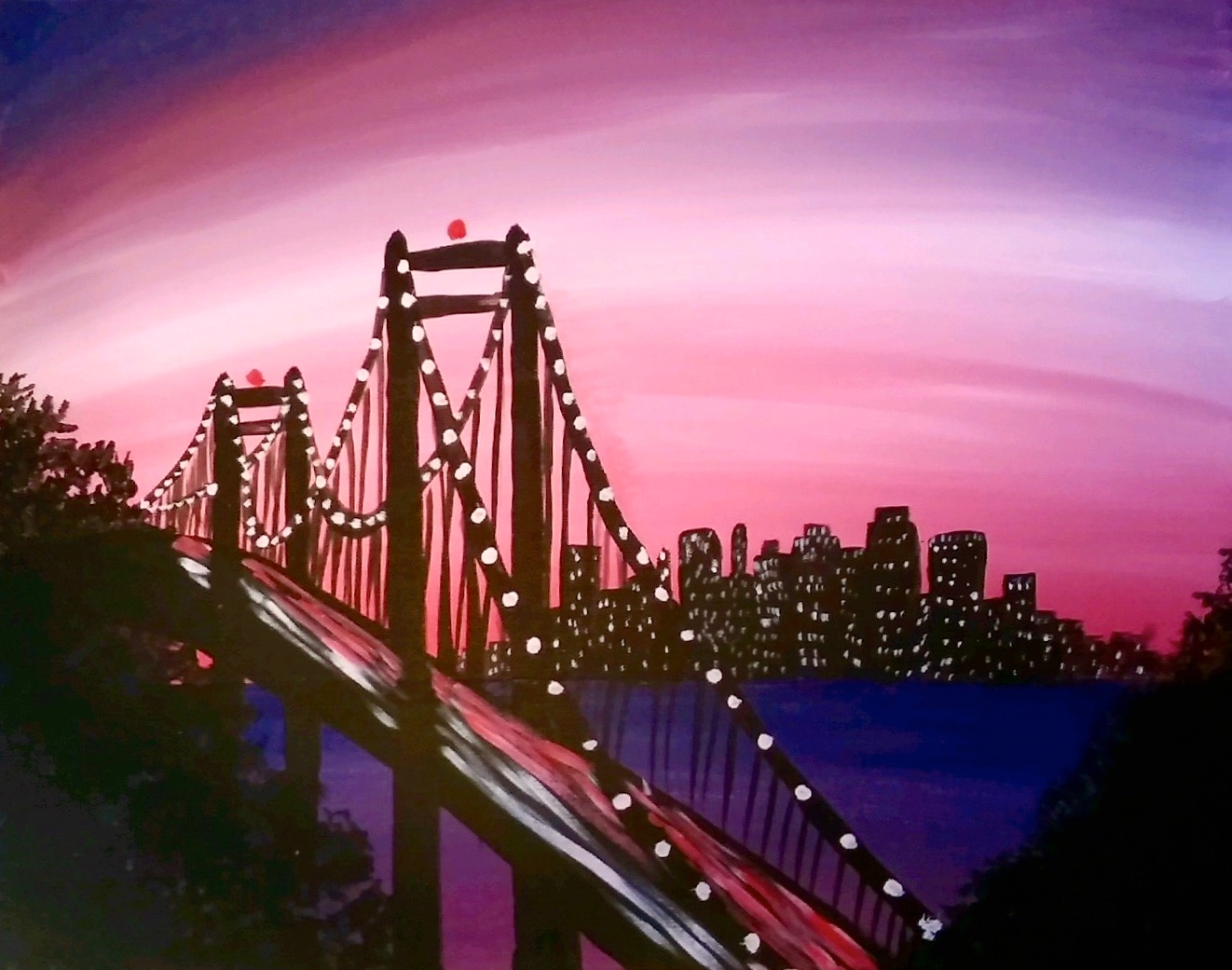 1322x1041 Bay Bridge Lights Paint Fun Studio - Bay Bridge Painting