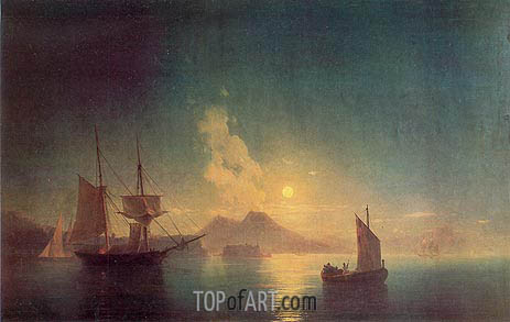 463x293 The Bay Of Naples By Moonlight Aivazovsky Painting - Bay Of Naples Painting