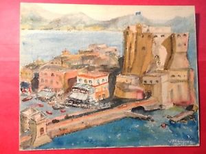 300x225 Vintage 1958 Bay Of Naples Painting Island Of The Egg 10.5 X 8.5 - Bay Of Naples Painting