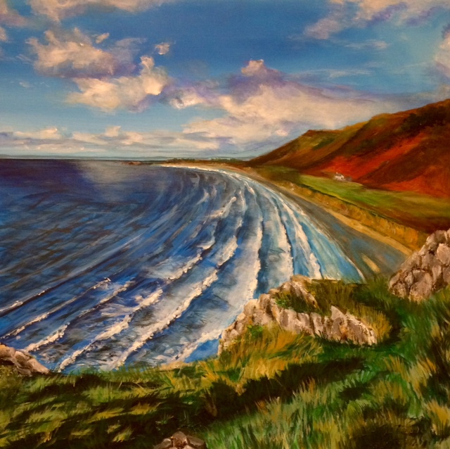 640x638 Rhossili Bay Rachel Anne Rasmussen - Bay Painting