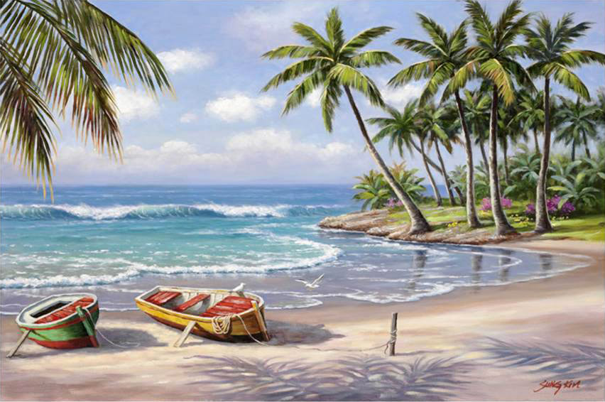 852x566 Sung Kim Tropical Bay Painting Anysize 50% Off - Bay Painting