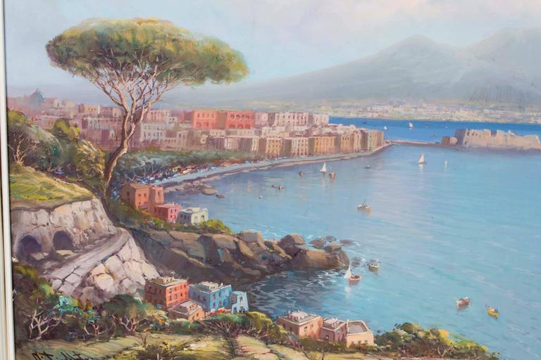 768x512 Vintage Oil Painting Of The Bay Of Naples - Bay Painting