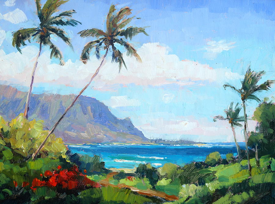 900x667 Hanalei Bay Resort View Painting By Jenifer Prince - Bay Painting