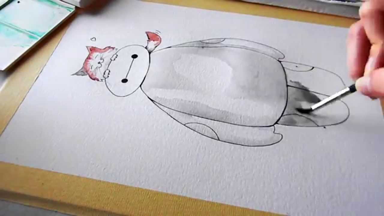1280x720 Big Hero Six Baymax And Mochi Watercolor Painting - Baymax Painting
