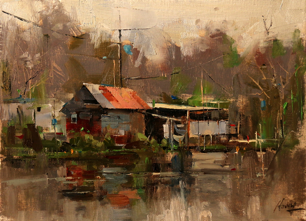1000x724 Qiang Huang, A Daily Painter Louisiana Bayou Country - Bayou Painting