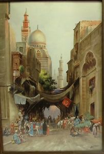 203x300 Original Antique Orientalist Painting Edwin Lord Weeks Cairo - Bazaar Painting