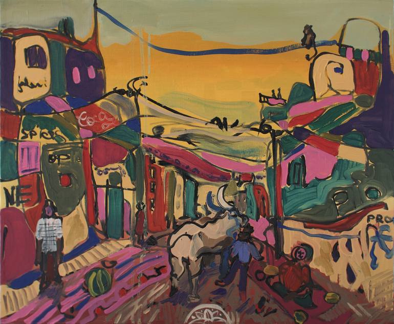 770x633 Saatchi Art Indian Bazaar Painting By - Bazaar Painting