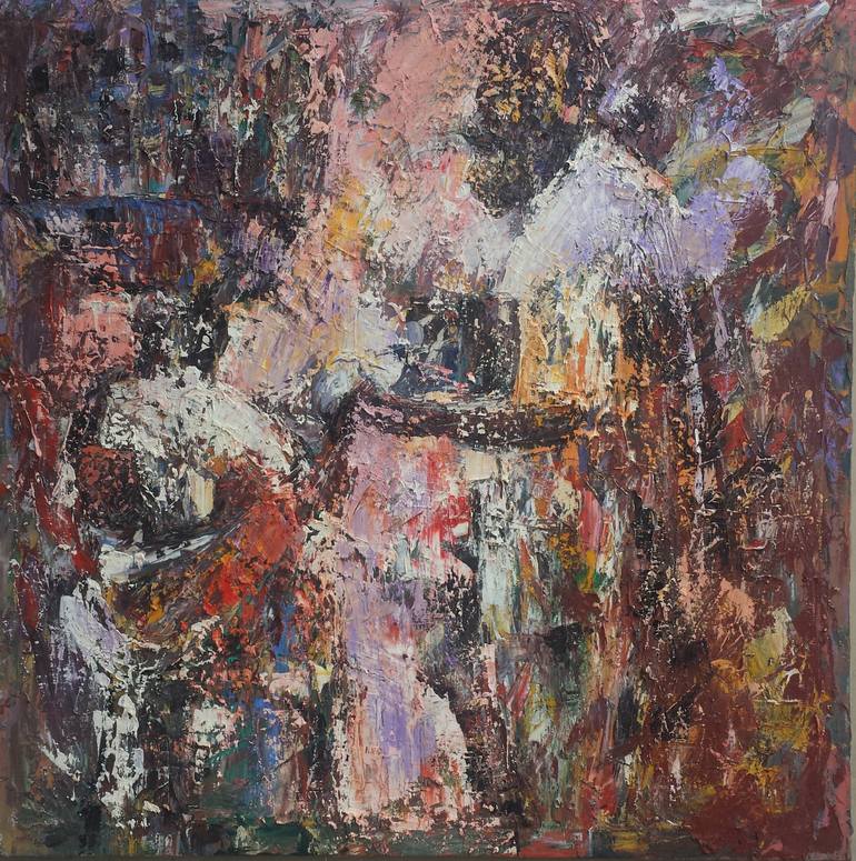 770x775 Saatchi Art Night Bazaar Painting By Emmanuel Isiuwe - Bazaar Painting