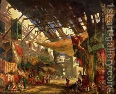 400x323 The Carpet Bazaar Cairo 1843 William James Muller Reproduction - Bazaar Painting