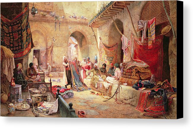 651x435 Carpet Bazaar, Cairo, 1887 Canvas Print Canvas Art By Charles - Bazaar Painting