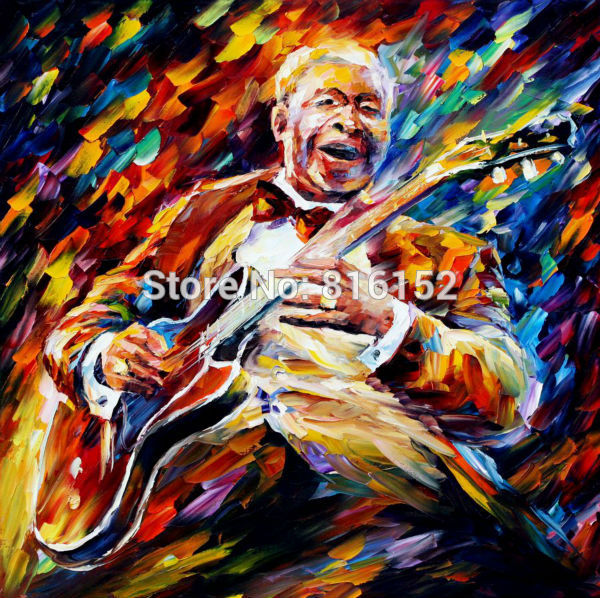 600x598 Abstract Oil Paintings Palette Knife Painting Jazz Musician Bb - Bb King Painting