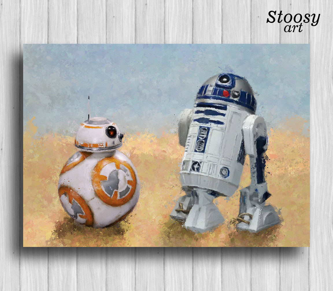 1152x1004 R2d2 And Bb8 Print Star Wars Nursery Decor Droid Painting Star - Bb8 Painting