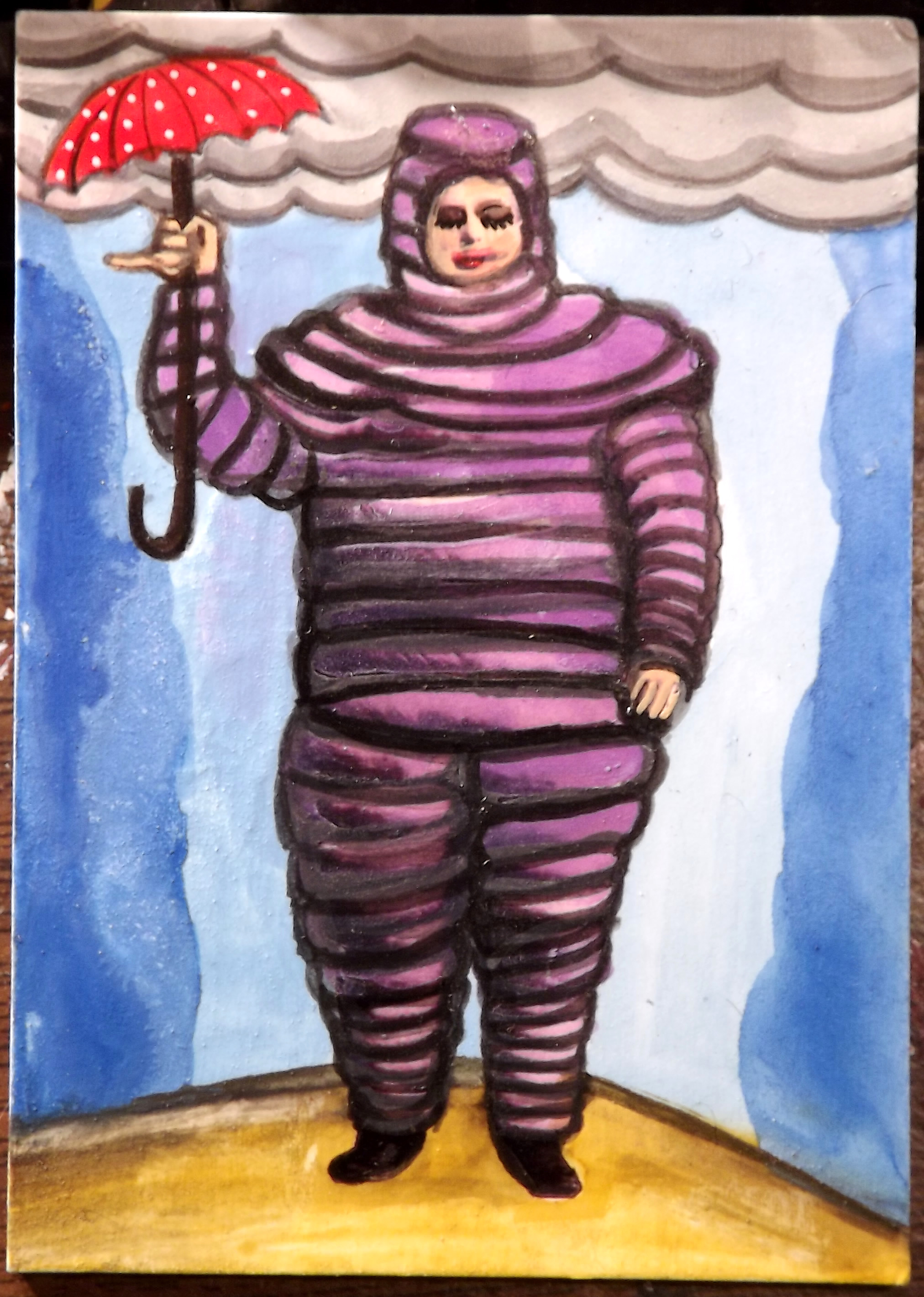 2024x2840 Bbw In Purple Protection Suit Aceo Original Painting - Bbw Painting