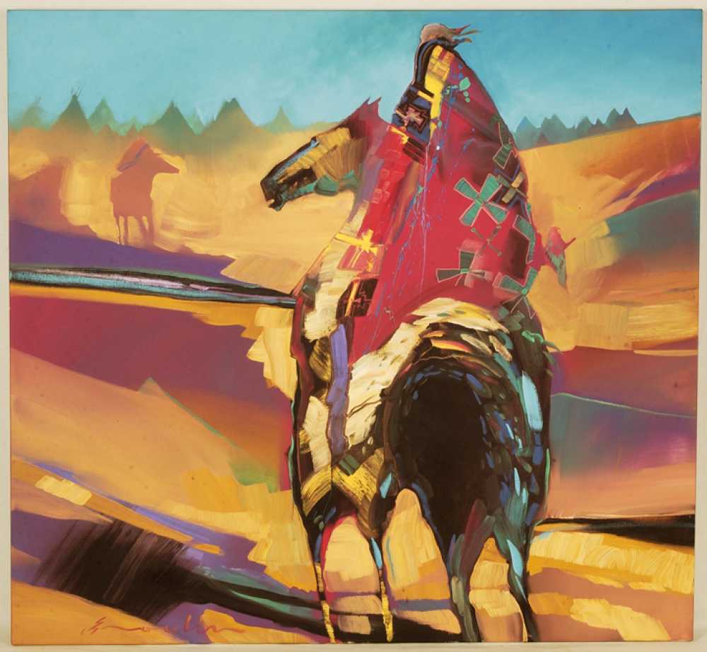 1000x922 Bruce Carlton (Bc) Nowlin, Oil On Canvas Of A Native American - Bc Nowlin Painting