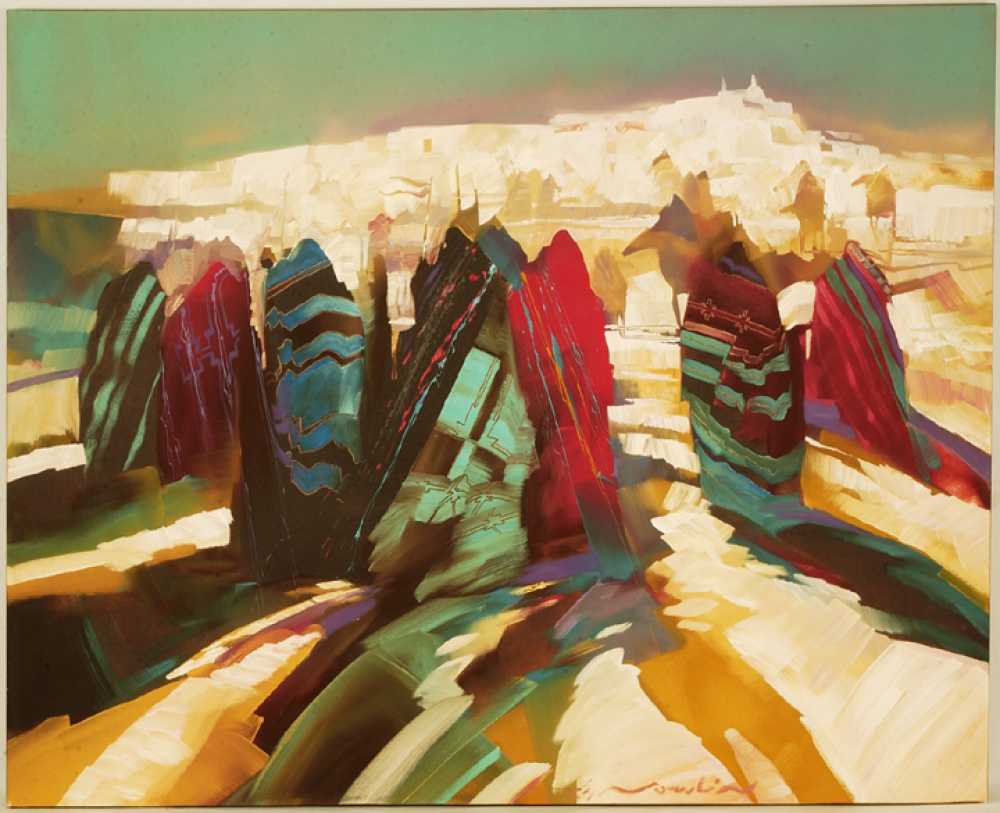 1000x813 Bc Nowlin, Painting Wild Dream Of A Group Of Native Americans - Bc Nowlin Painting