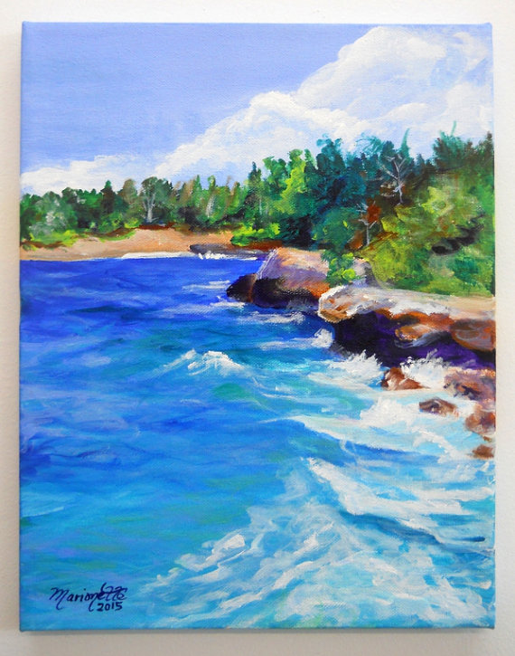570x725 Kauai Hawaii Beach Original Acrylic Painting Hawaiian - Beach Acrylic Painting