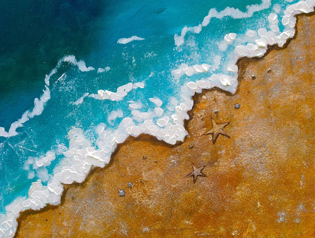 1080x817 Lovesummerart Wave On Beach Painting Acrylic Easy Beginner Art - Beach Acrylic Painting