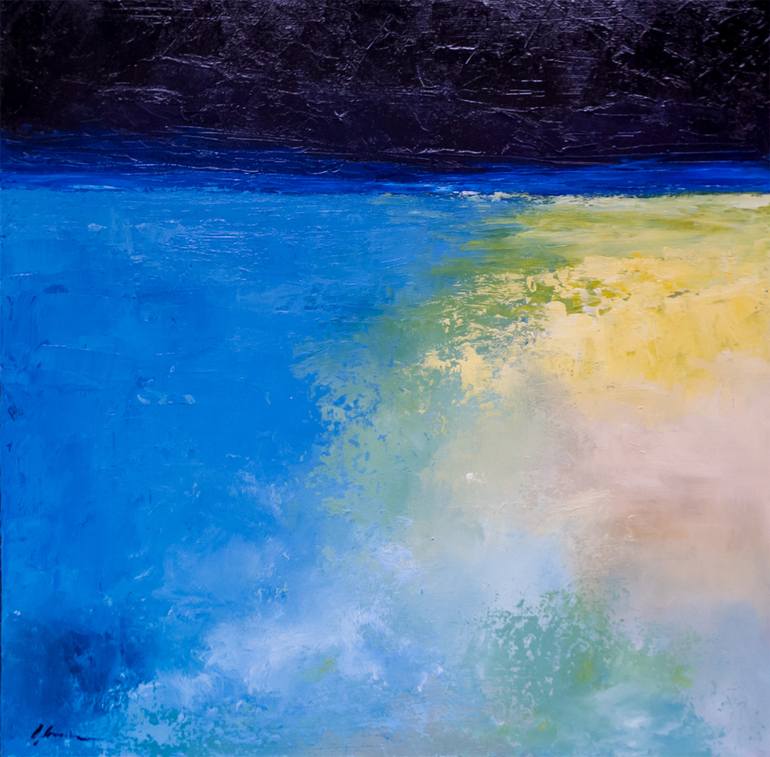 770x757 Saatchi Art Beach - Beach At Night Painting