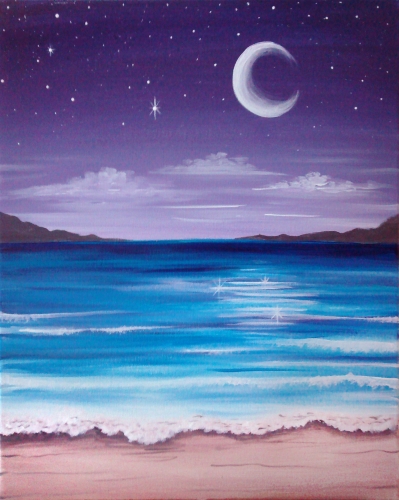 399x500 The Coliseum 03272018 Paint Nite Event - Beach At Night Painting