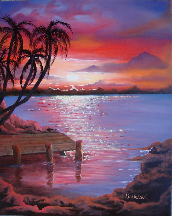 718x900 Beach Sunset Painting By Sherry Winkler - Beach At Sunset Painting