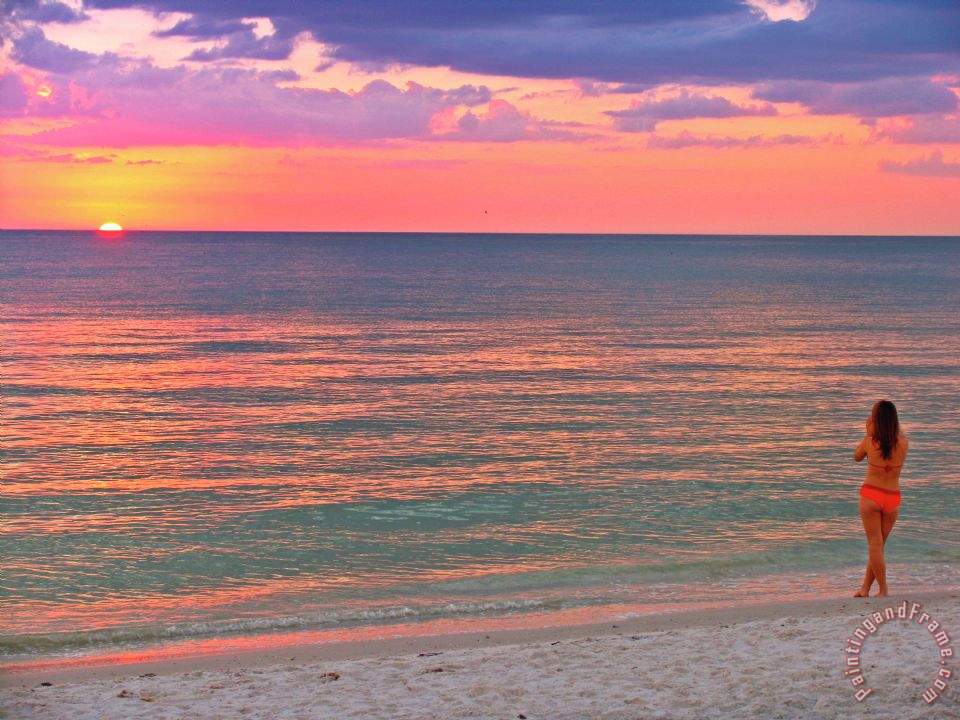 960x720 Collection 14 Beach Girl And Sunset Painting - Beach At Sunset Painting