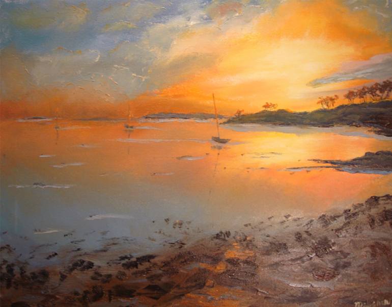 770x602 Saatchi Art Dane Street Beach Sunset Impression Painting By - Beach At Sunset Painting