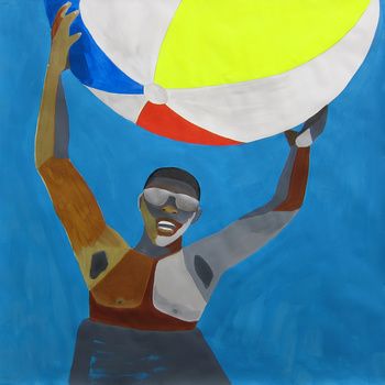 350x350 Floater No. 20 (Beach Ball) Painting Collage - Beach Ball Painting