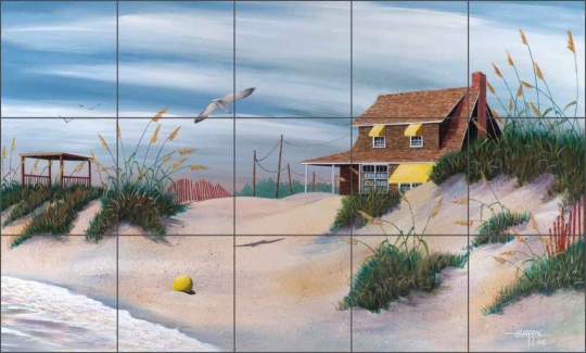 540x325 Yellow Beach Ball By Hugh Harris Ceramic Tile Mural - Beach Ball Painting