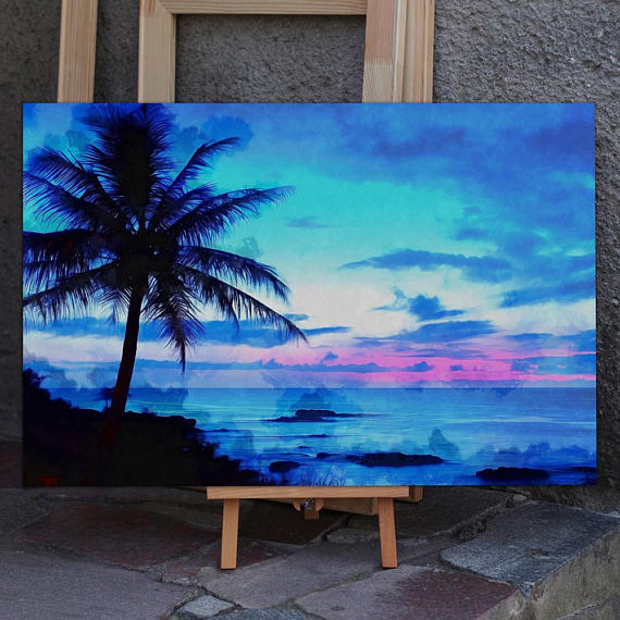 570x570 Hawaii Beach Canvas, Large Art Wall Painting, Ocean Beach Poster - Beach Canvas Painting