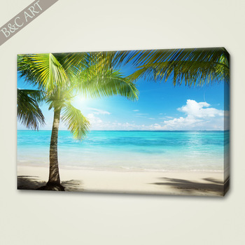 350x350 Simple Landscape Paintings Seaside Coconut Tree Beach Canvas - Beach Canvas Painting