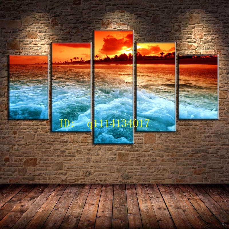 800x800 Sunset Beach Canvas Prints Wall Art Oil Painting Home Decor - Beach Canvas Painting