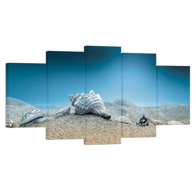 640x640 Visual Art Decor Blue Ocean Sea Beach Canvas Art Seashell Canvas - Beach Canvas Painting