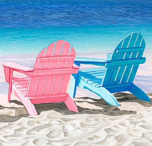 521x500 Beach Wall Decor, Ocean Canvas Art, Large Beach - Beach Chair Painting