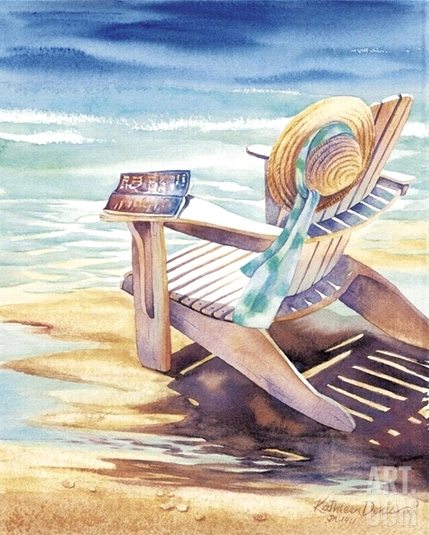 429x535 Peaceful Beach Paintings By Kathleen Denis - Beach Chair Painting